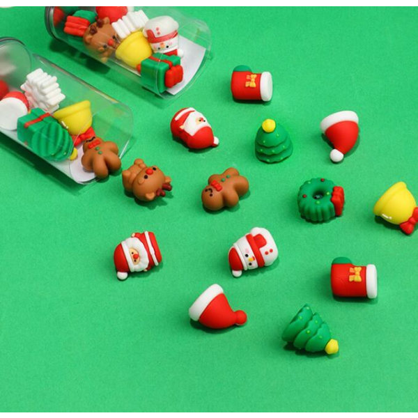 12 ST Tecknad Söt 3D Jultomte Eraser 12PCS