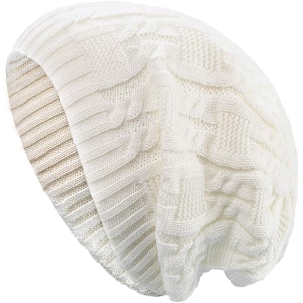 Varme, tykke, bløde kabelstrikkede damer beanies White