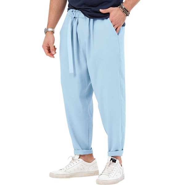 Herr Haremsbyxor Elastisk midja Lös hippiebyxa Blue M
