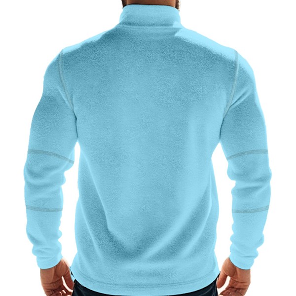 Fleecefodrade Halvzip-Tröjor för Män Mock Neck Pullover Tröja Blue L