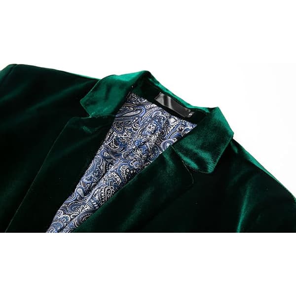 Mænds Fløjlsblazer Slim-Fit Mode Solid Suitjakke Wine Red XL