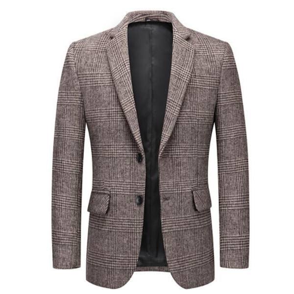 Klassisk passform rutig casual för män light brown L