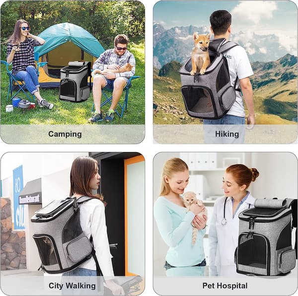 Cat Backpack Carrier Expanderbar Mesh Andningsbar ryggsäck Grey