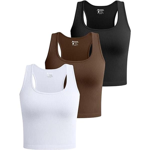 Dam 3-pack Ribbade Sömlösa Träningstoppar S