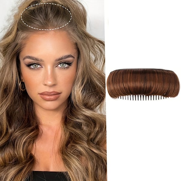 Hårvoluminnlegg med usynlige falske hårklemmer og fluffy puter brown