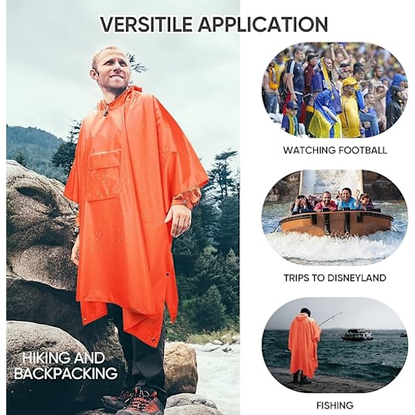 Huvad Regnponcho för Vuxen med Fickor Orange