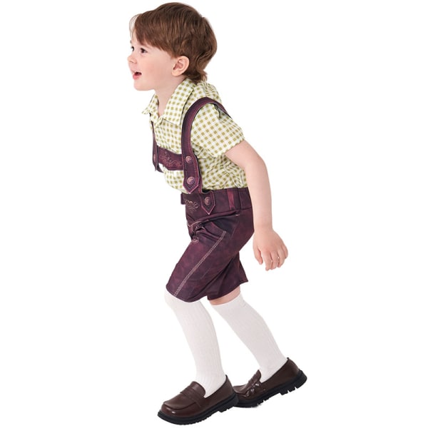 Barn Oktoberfestdräkt Pojkar Bayeriska Lederhosen Dräkt Green XS