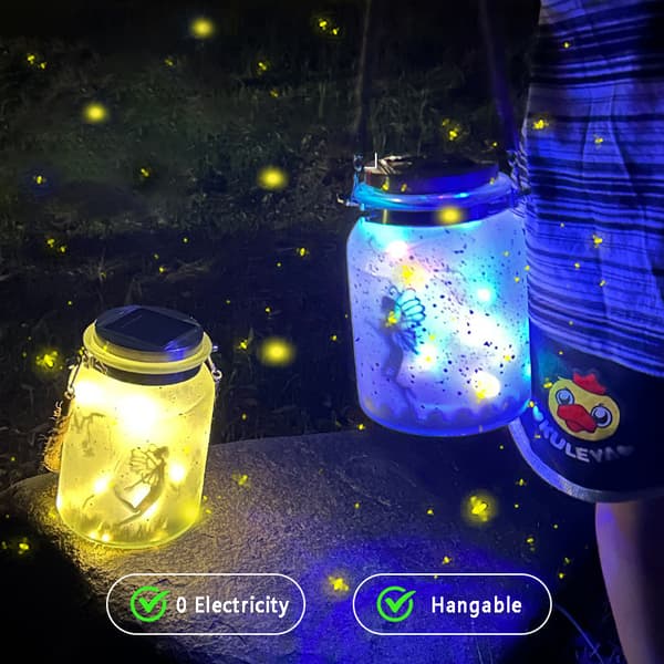 Julefe-Solarlys til Udendørs Havepynt - Glaslys med Feer Colorful Light