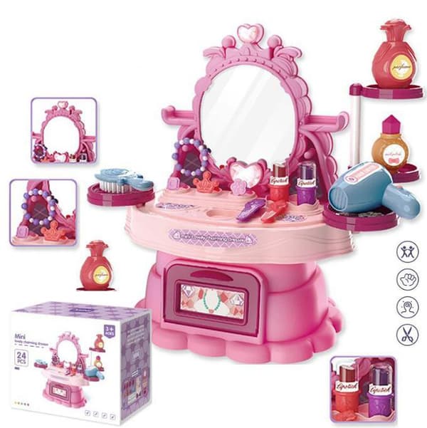 Mini Vanity för små flickor, Spela Vanity Sets Leksaker pink