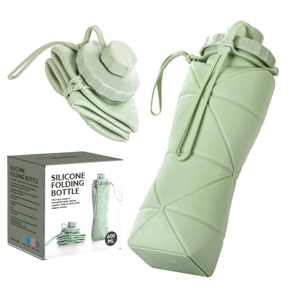 Silikon Vikbar Camping Cup Sportflaska med lock pink