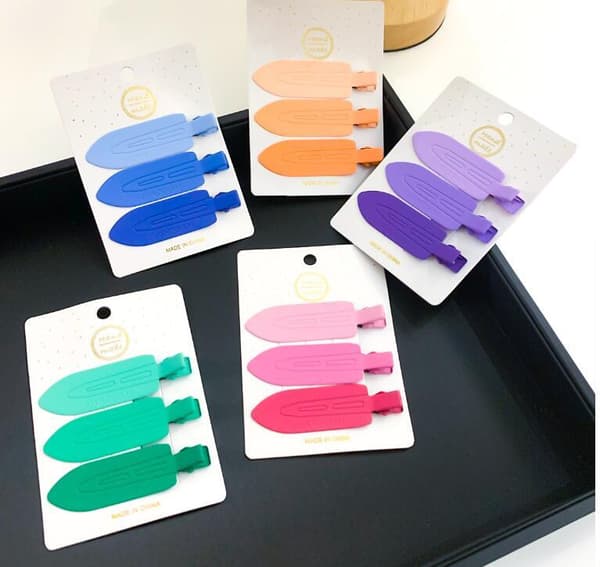 3-pack Candyfärgade Metalliska Hårclips som Inte Lämnar Märken Red
