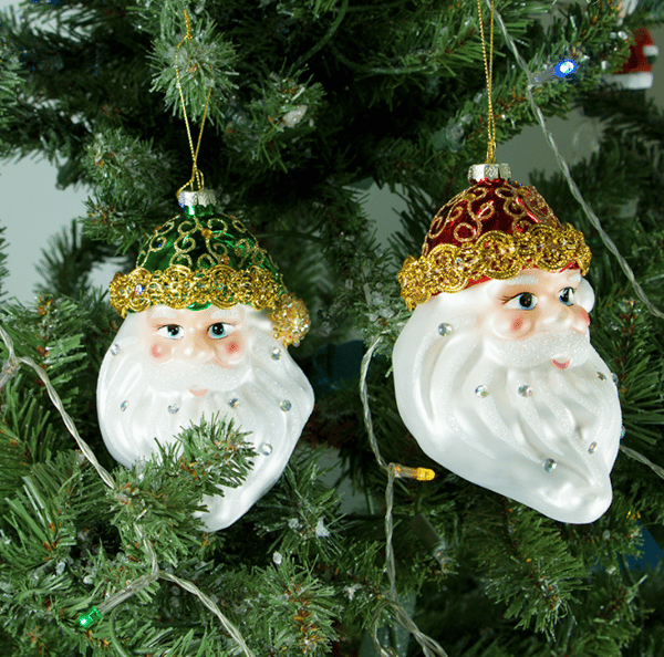 Jultomten Ansikte Glas Julgransprydnad 2st