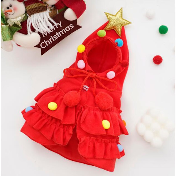 Julehunde Tøj Poncho Kappe Sjal Red M