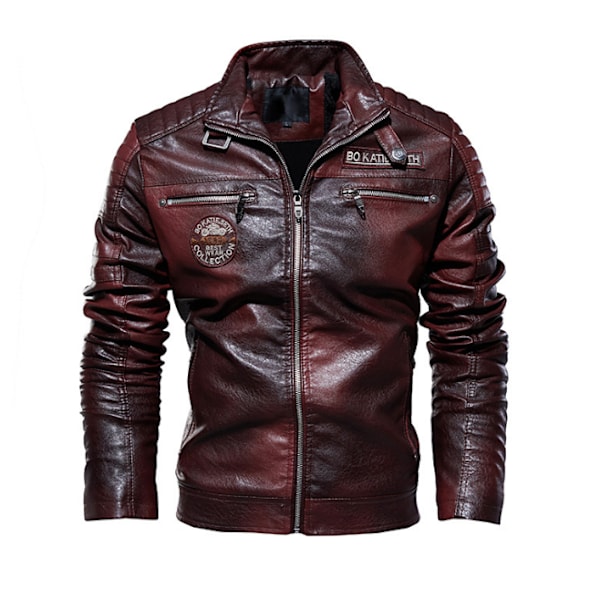 Män brun läder motorcykeljacka red M
