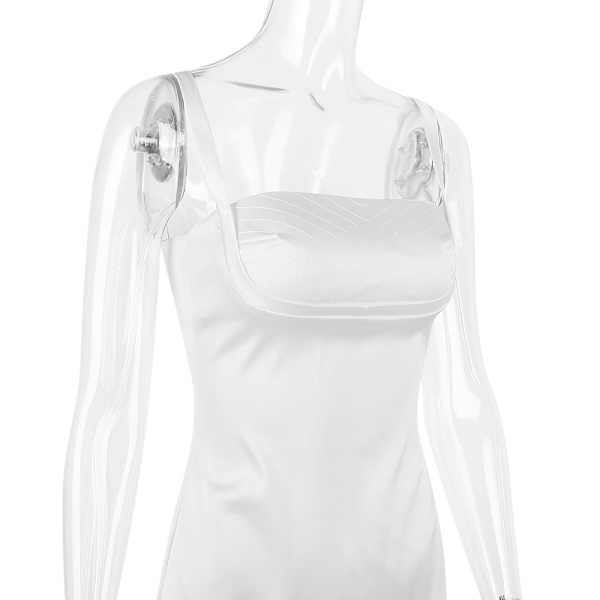 Naisten kesä 2024 neliökauluksinen bodycon minimekko seksikäs ryppyinen hihaton white M