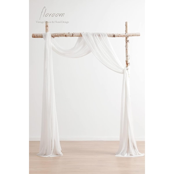 Bröllopsbåge Draperi Tyg 2 Paneler 20Ft White 75*300cm