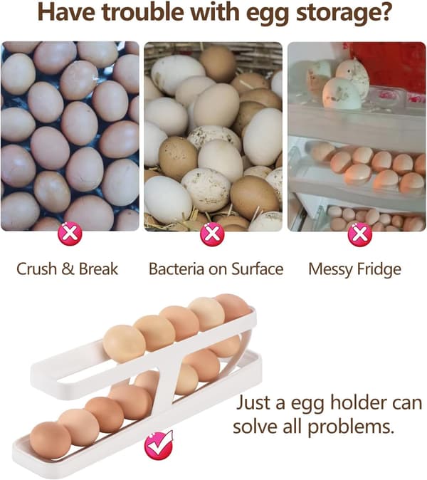 Äggdispenser, platsbesparande Rolling Eggs Dispenser