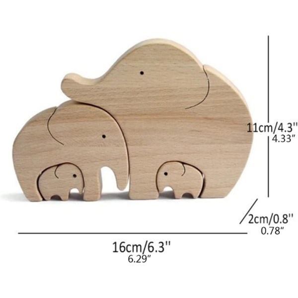 1 Set Trä Elephant Family Ornament 1 Set