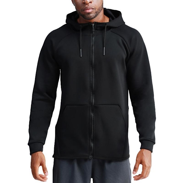 Lättvikts Hoodie med Full Zip för Män - Solskydd för Utomhus Black M