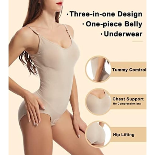 V-ringad Body Shapewear för kvinnor Apricot M