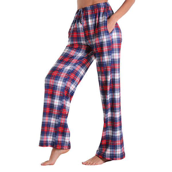 Dam Pajamasbyxor Stretch Lounge Byxor Red Blue 2XL