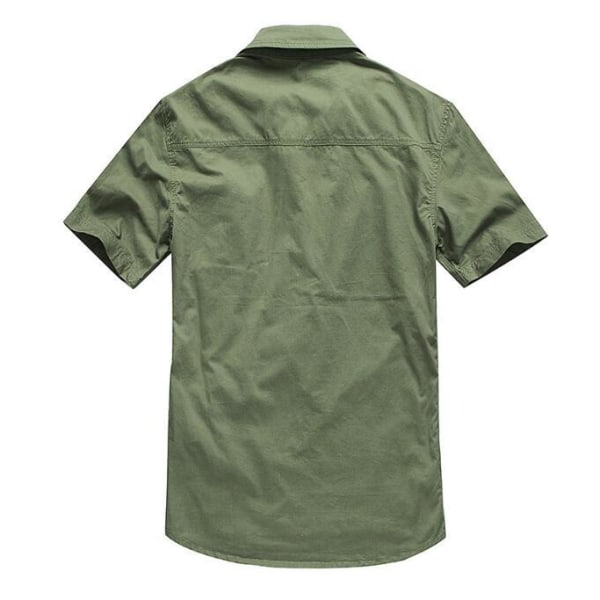 Kortärmad enfärgad arbetsskjorta för män dark green 4XL