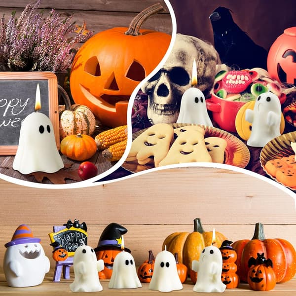 4 Store Halloween Spøkelseslys Spøkelsesduftende Lys
