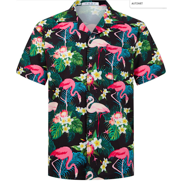 Herr Hawaiian skjorta kortärmad Black 3XL