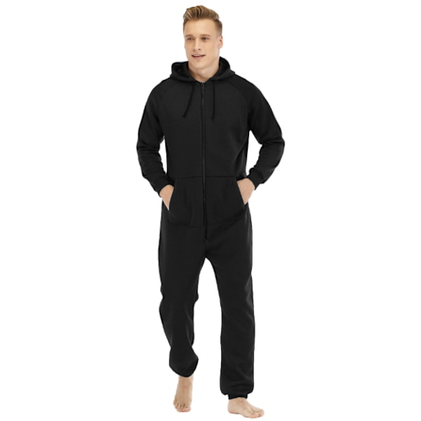 Förtjockad tröja för män i ett stycke hemkläder black M