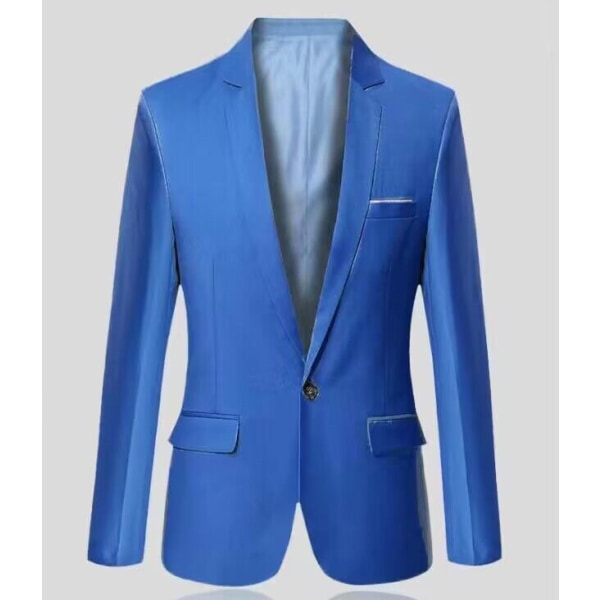 Casual Suit Slim Fit Jacketopp för män Blue M