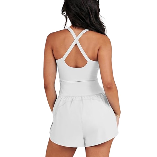Träningsromper för kvinnor, löpshorts, atletisk helkroppsoverall white M