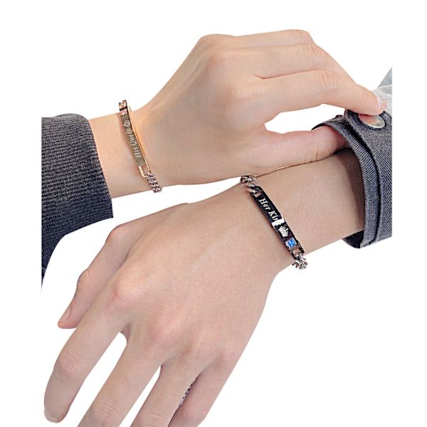 Hans drottning Hennes kung Matchande Set pararmband silver2