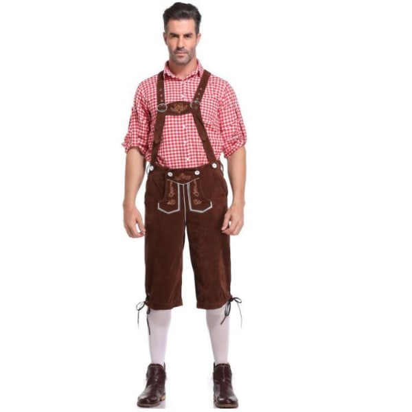 Oktoberfest- set för män med grå hatt Red Brown M