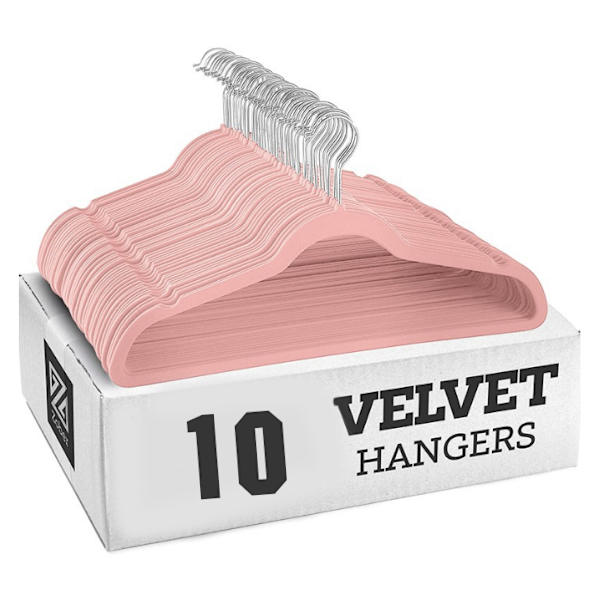 Sammetsgalgar 10-pack, Premium klädhängare pink