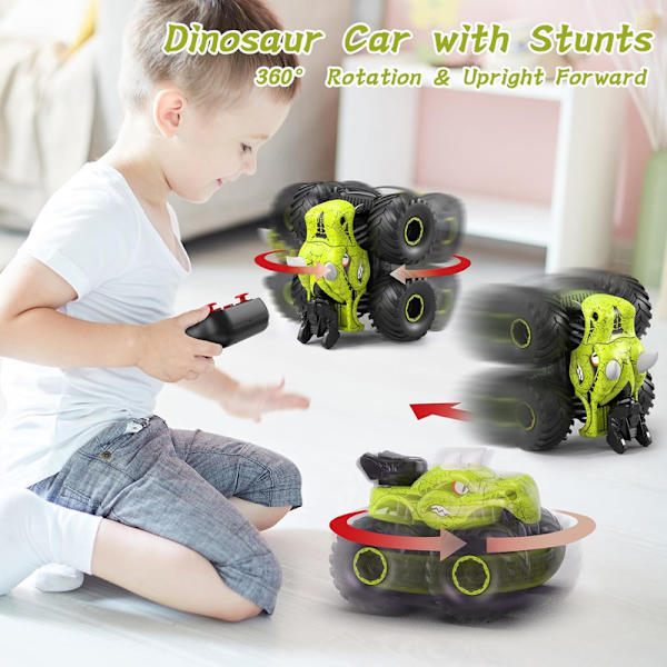 Kaukosäädöllä ohjattava dinosaurusauton, 2.4GHz RC-hirviöautot pojille suihkulla Blue