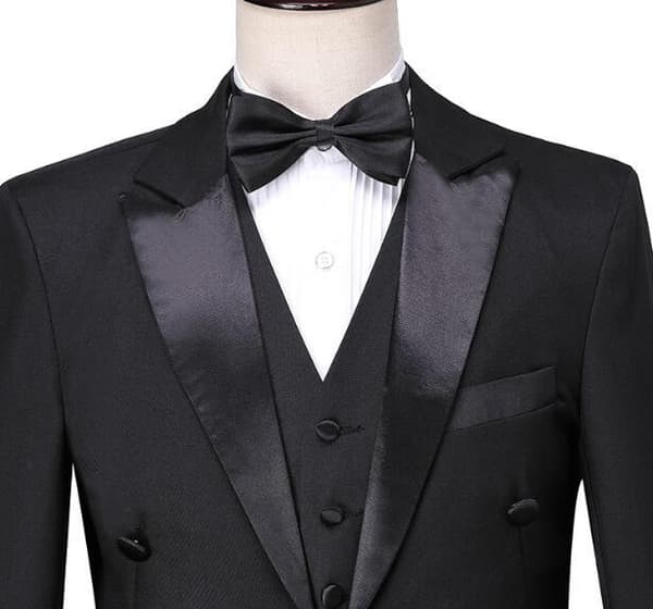 Herre Smal Passform Smoking 3-delt Sett Black L