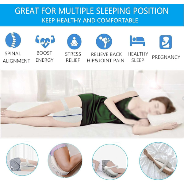 Benkudde Ergonomisk sovkuddar på sidan Memory Foam Knäkudde White