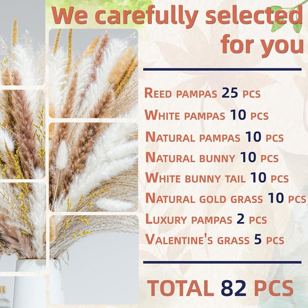 82 st Natural Pampasgräs Bukett Bröllopsdekoration Blommor 82PCS
