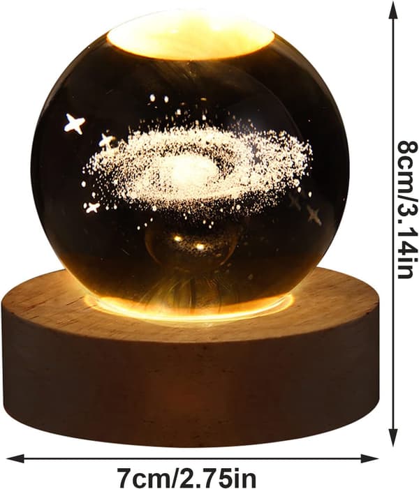 3D Galaxy Krystallkule Nattelys med Trebase Style1
