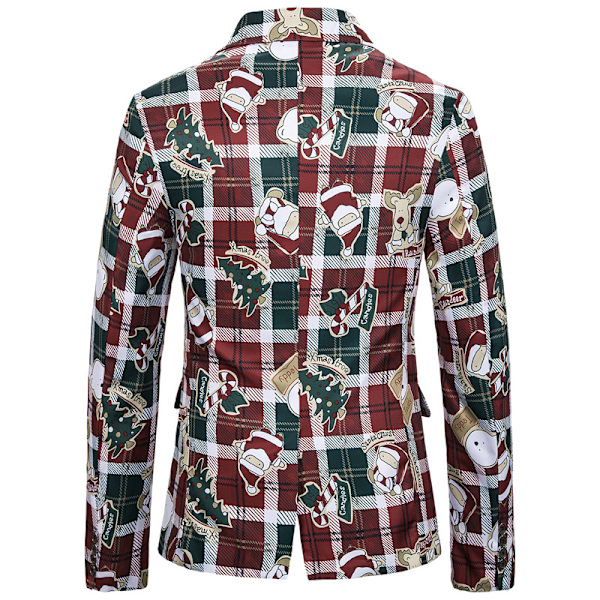 Herrar Julblazer Fultäckande X-Mas Festlig Tryckt Kostymjacka Red XL
