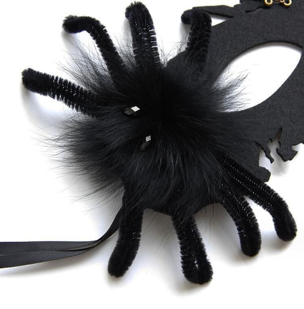 Halloween Svart Edderkopp Dødsengel Maske Black