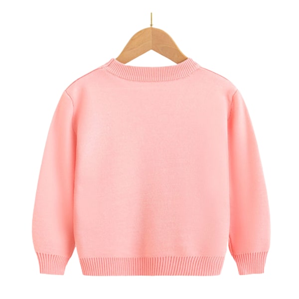 Kids Christmas Crew Neck Stickad Söt Pullover Pink 100