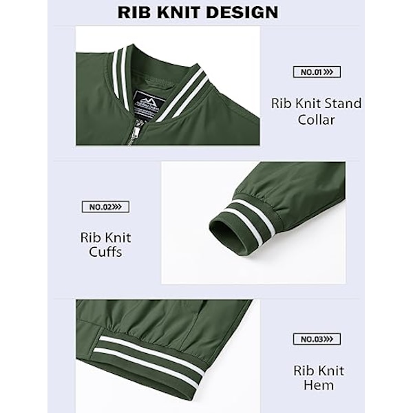 Mænds Jakke Casual Pilot Fuldt Lynlås Jakke Green XL