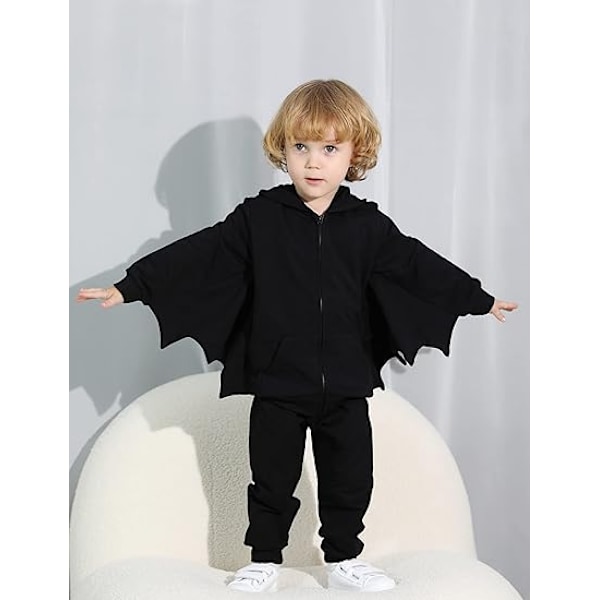 Småbarns Halloween-antrekk for jenter og gutter - Svart flaggermusgenser 100cm