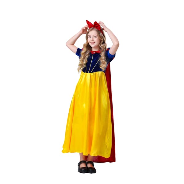 Halloween-klänning för flickor, vit sagoprinsessa, matchande lång kappa 120cm