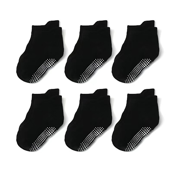 Baby Halkfria Ankelstrumpor med Halkskyddssulor för Spädbarn och Småbarn B-6PCS S