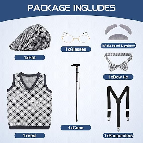 Barnkostym Set Gammal Man Kostym 130cm