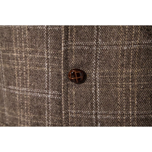 Herrevest for Bryllup Rutete Myk Ull Tweed Vest khaki M