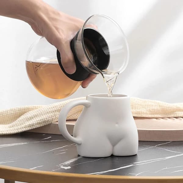 Rolig Bakdel Kaffekopp, 3D Bakdel Keramik Kaffe Koppar White
