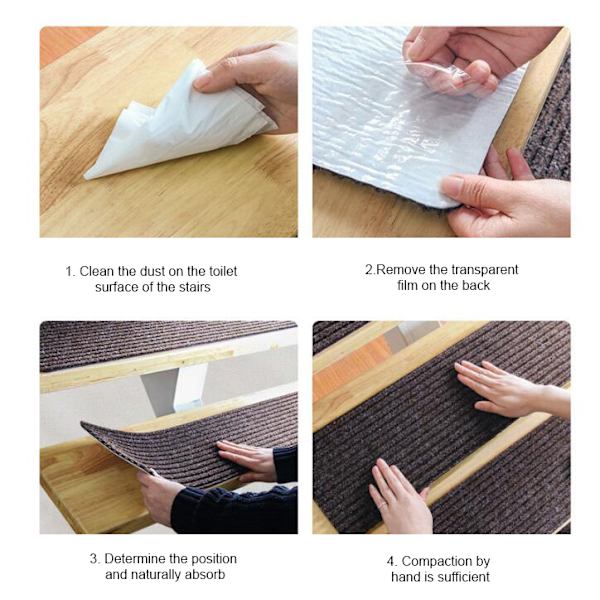 Halkfria trappsteg Matta inomhus trappmattor grey 14pcs